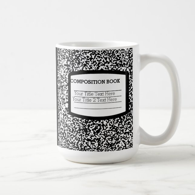 Custom Composition Book Black/White School/Teacher Coffee Mug (Right)