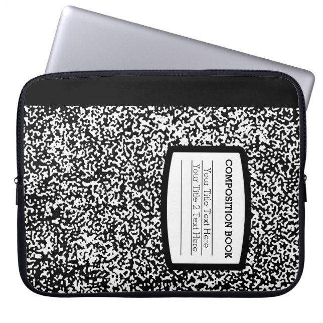 Custom Composition Book Black/White School/Teacher Laptop Sleeve (Front)