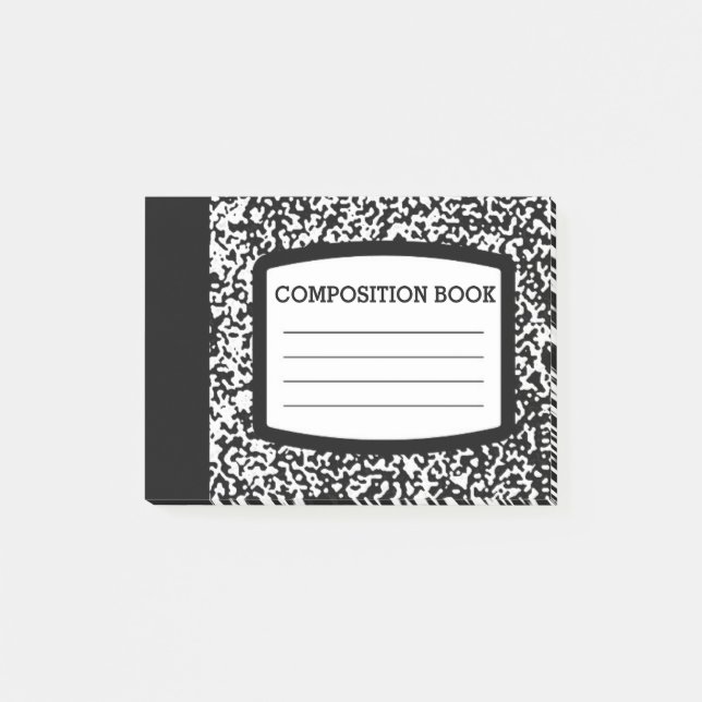 Custom Composition Book Black/White School/Teacher Post-it Notes (Front)