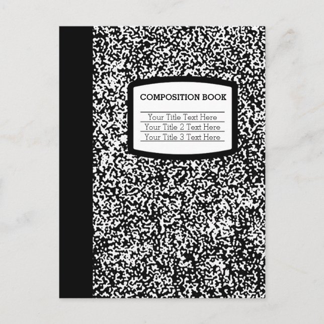 Custom Composition Book Black/White School/Teacher Postcard (Front)