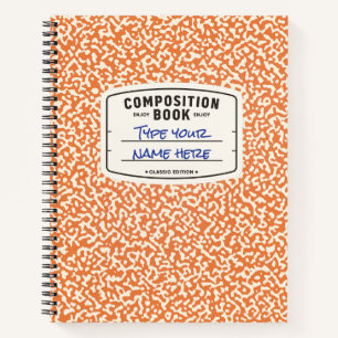 Custom Composition Notebook Orange with Label