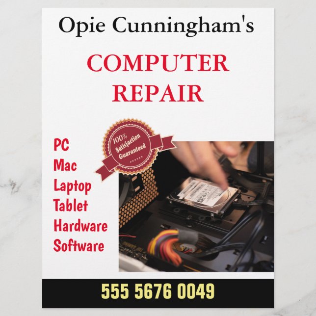 Custom Computer Repair Business Advertising Flyer (Front)