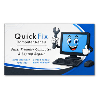 Custom Computer Repair Technician Blue Business Ca Magnetic Business Card