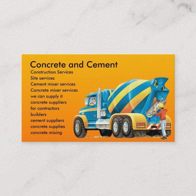 Custom Concrete Mixer Construction Business Card (Front)