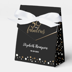 Custom Confetti 50 & fabulous Birthday Gold Black Favour Box
