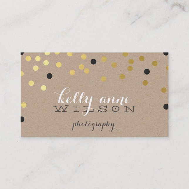 CUSTOM CONFETTI GLAMOROUS gold foil spot kraft Business Card (Front)