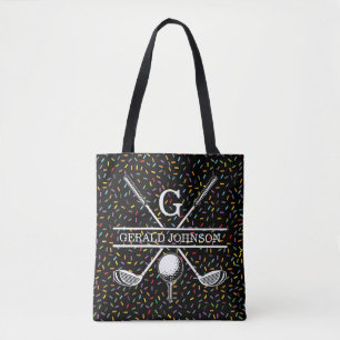 Custom Confetti Golf Monogram Design Tote Bag