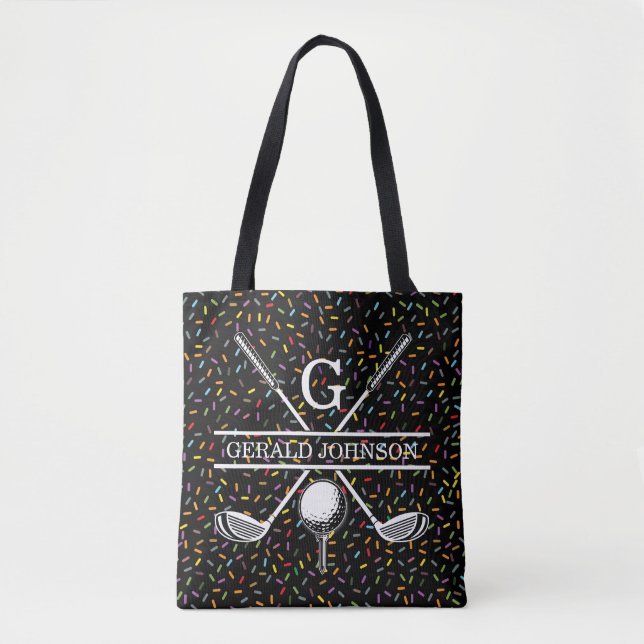 Custom Confetti Golf Monogram Design Tote Bag (Front)