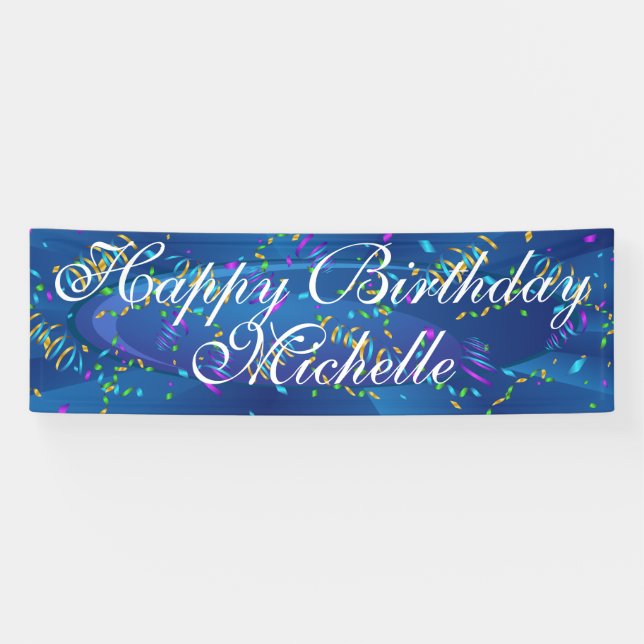 Custom Confetti Happy Birthday Name Banner (Horizontal)