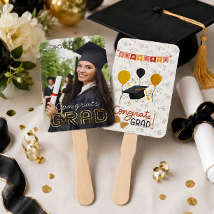 Custom Congrats Grad Modern Simple Preppy Photo Hand Fan