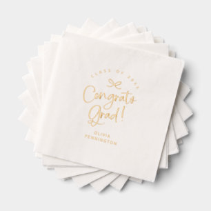 Custom Congrats Grad Script Graduation Gold Foil Napkins