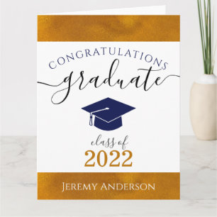 Custom Congrats Graduate Name & Year Navy/Gold Card