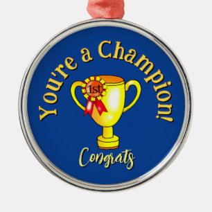 Custom Congratulations Champion Trophy Metal Tree Decoration
