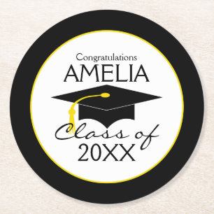 Custom Congratulations Class Of Round Paper Coaster
