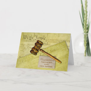 Custom Congratulations, Law Theme, Gavel Documents Card
