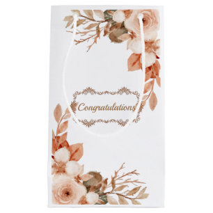 Custom Congratulations watercolor roses wedding Small Gift Bag
