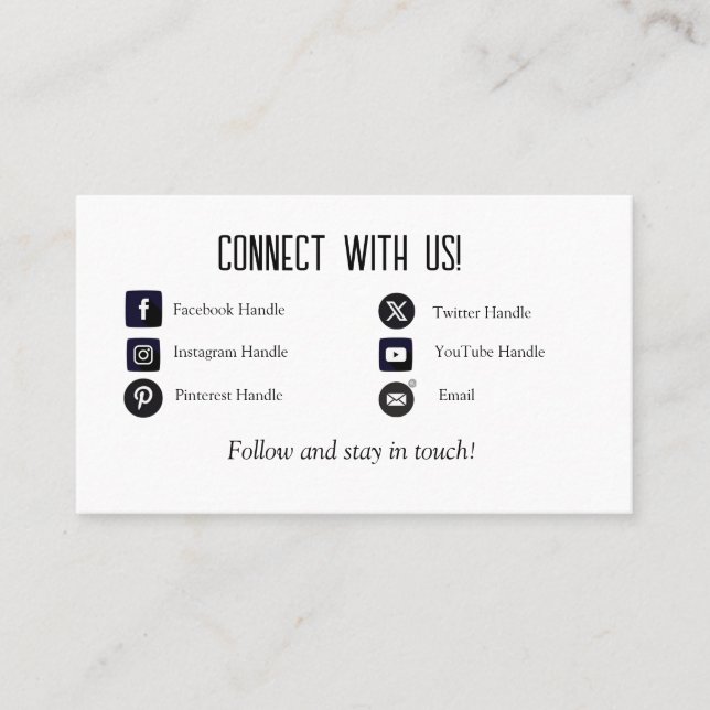 Custom Connect With Us Business Card (Front)