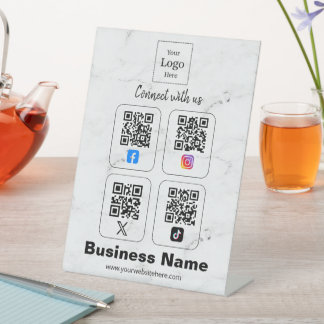 Custom Connect with us Social Media  qr Pedestal Sign