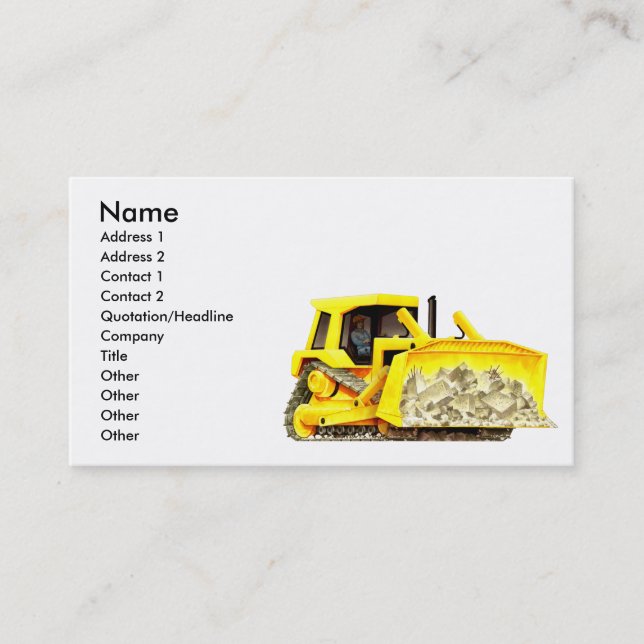 Custom Construction Bulldozer Business Cards (Front)