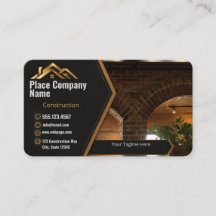 Custom Construction Business Card | Black and Gold