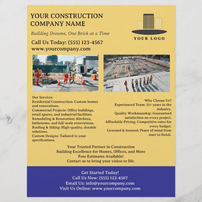 Custom Construction Company  Flyer (Front)
