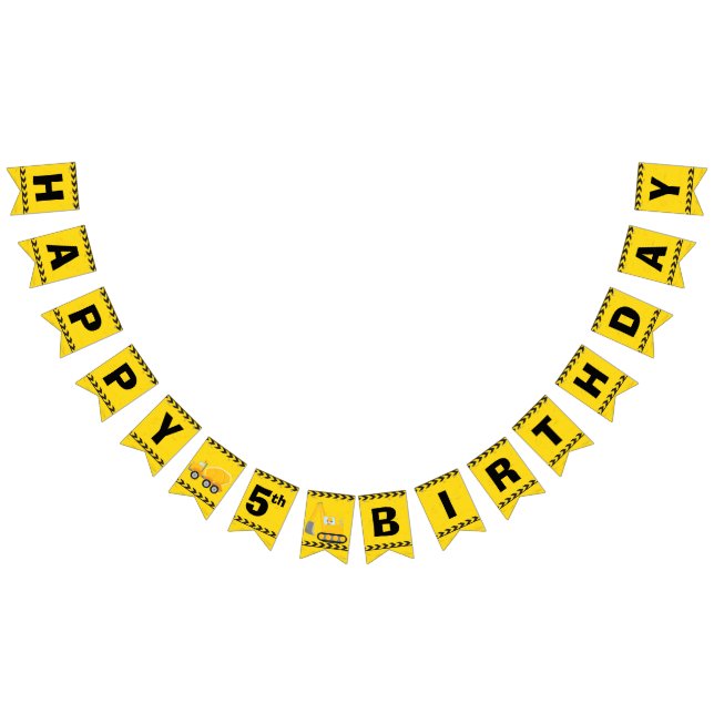 Custom Construction Kids Birthday Bunting (All)