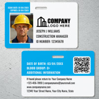 Custom Construction Site ID Logo QR Code Blue