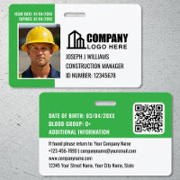 Custom Construction Site ID Logo QR Code Green