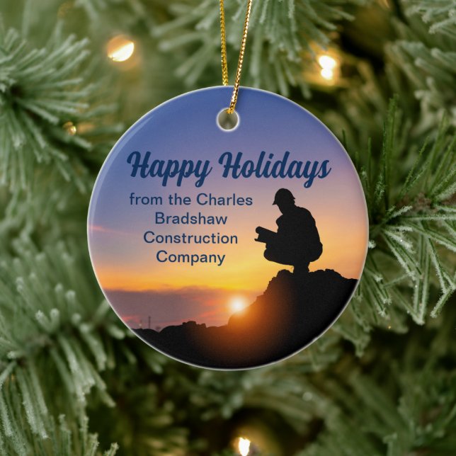 Custom Construction Worker Company Christmas Ceramic Tree Decoration (Tree)