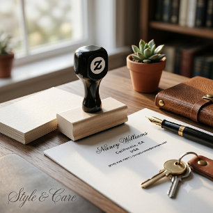 Custom Contact Details Business Style Rubber Stamp