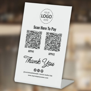 Custom Contactless Payment QR Code  Pedestal Sign