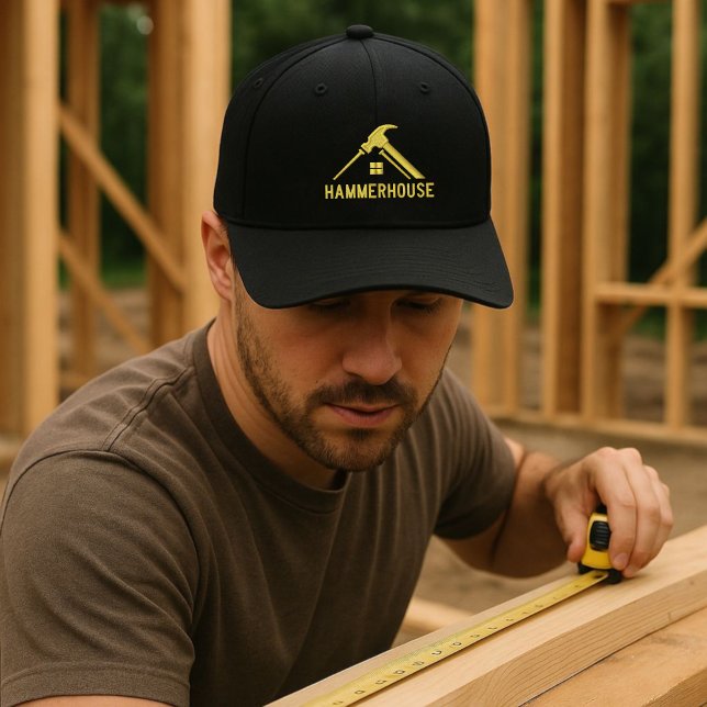 Custom Contractors Company Name Gold Construction  Embroidered Hat (In situ)