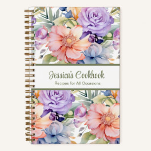Custom Cookbook Pink Flowers Recipes Notebook