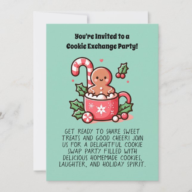 Custom Cookie Exchange Holiday Party Editable Invitation (Front)