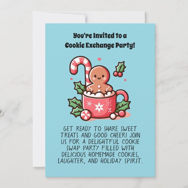 Custom Cookie Exchange Holiday Party Editable Invitation (Front)