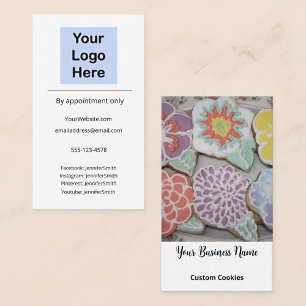 Custom Cookies Bakery Elegant Photo Custom Logo Business Card