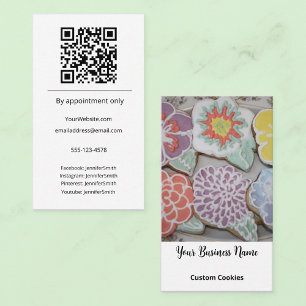 Custom Cookies Bakery Elegant Photo Custom QR Code Business Card