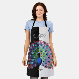 Custom Cooking Queen Colourful Peacock Apron