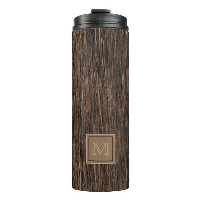 Custom Cool Abstract Tree Bark Wood Art Motif Thermal Tumbler (Front)
