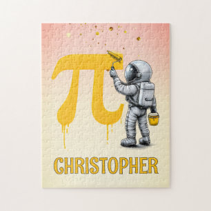 Custom Cool Astronaut Painting Pi Symbol Pi Day  Jigsaw Puzzle