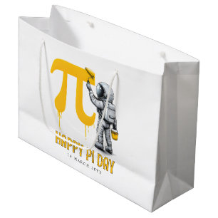 Custom Cool Astronaut Painting Pi Symbol Pi Day Large Gift Bag