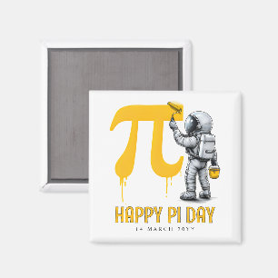 Custom Cool Astronaut Painting Pi Symbol Pi Day Magnet