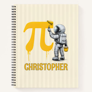 Custom Cool Astronaut Painting Pi Symbol Pi Day Notebook