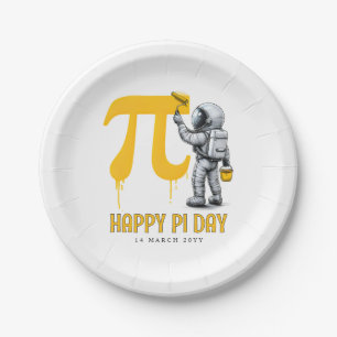 Custom Cool Astronaut Painting Pi Symbol Pi Day Paper Plate