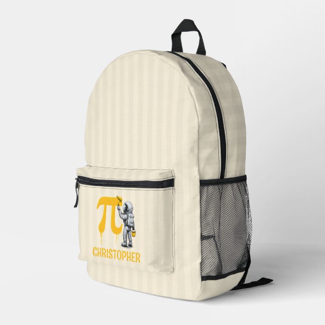Custom Cool Astronaut Painting Pi Symbol Pi Day  Printed Backpack (Back Corner Right)