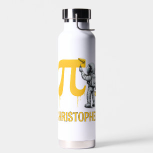Custom Cool Astronaut Painting Pi Symbol Pi Day Water Bottle