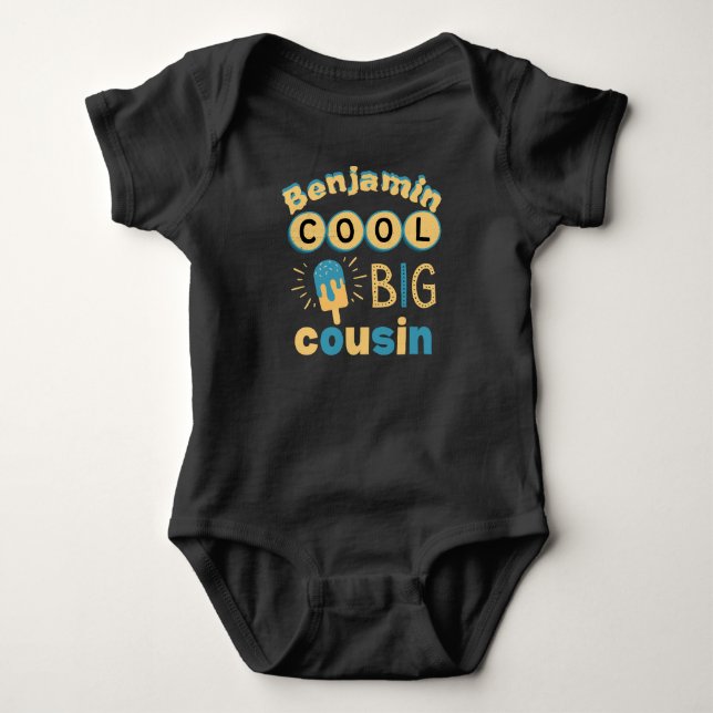 Custom Cool Big Cousin Baby Bodysuit (Front)