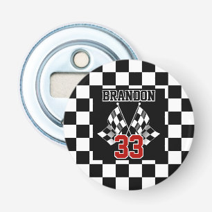 Custom Cool Black And White Chequered Flag Pattern Bottle Opener