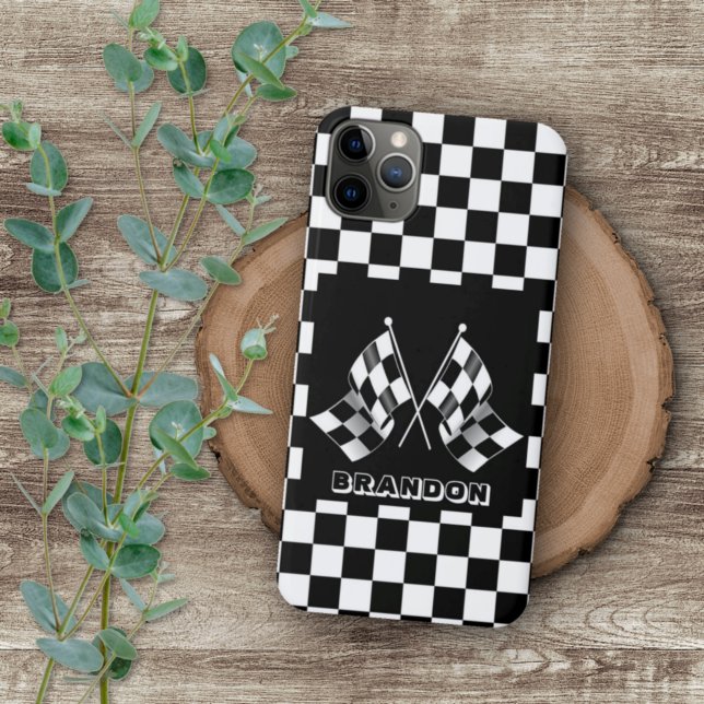 Custom Cool Black And White Chequered Flag Pattern Case-Mate iPhone Case (Creator Uploaded)