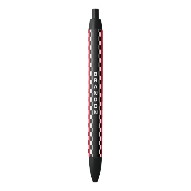 Custom Cool Black And White Chequered Flag Pattern Ink Pen (Front Vertical)